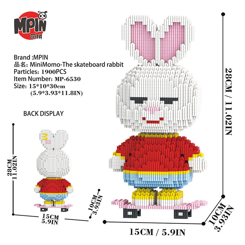 【28cm】M6530 MiniMomo -The Skateboard Rabbit