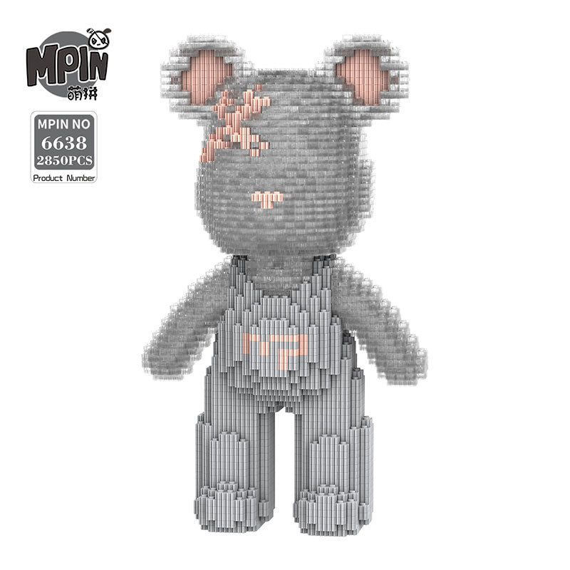 【32cm】M6638 Q-Style Light Gray & Transparent Suspenders - Cute Power Bear