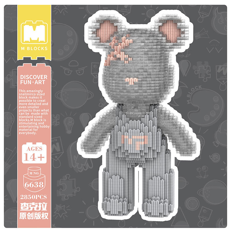【32cm】M6638 Q-Style Light Gray & Transparent Suspenders - Cute Power Bear
