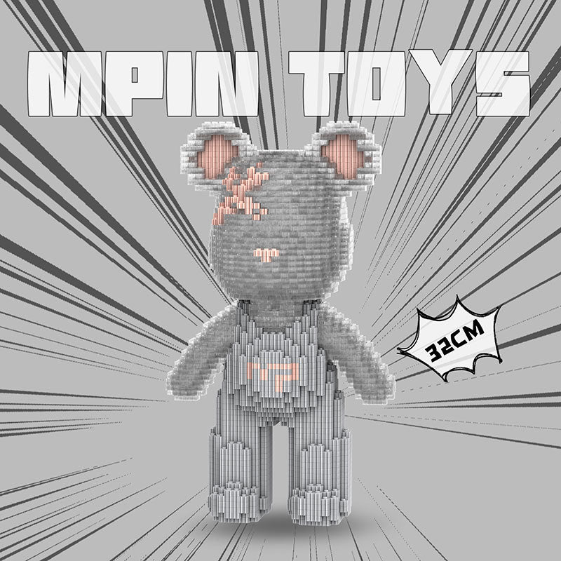【32cm】M6638 Q-Style Light Gray & Transparent Suspenders - Cute Power Bear