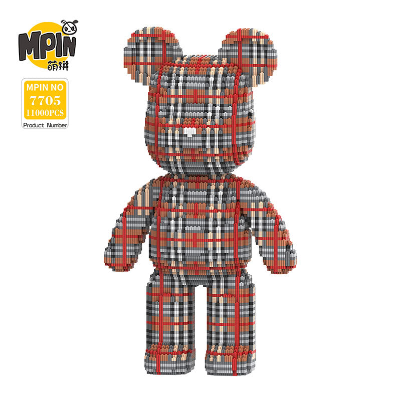【55cm】M7705 Grey brown checkered large bear