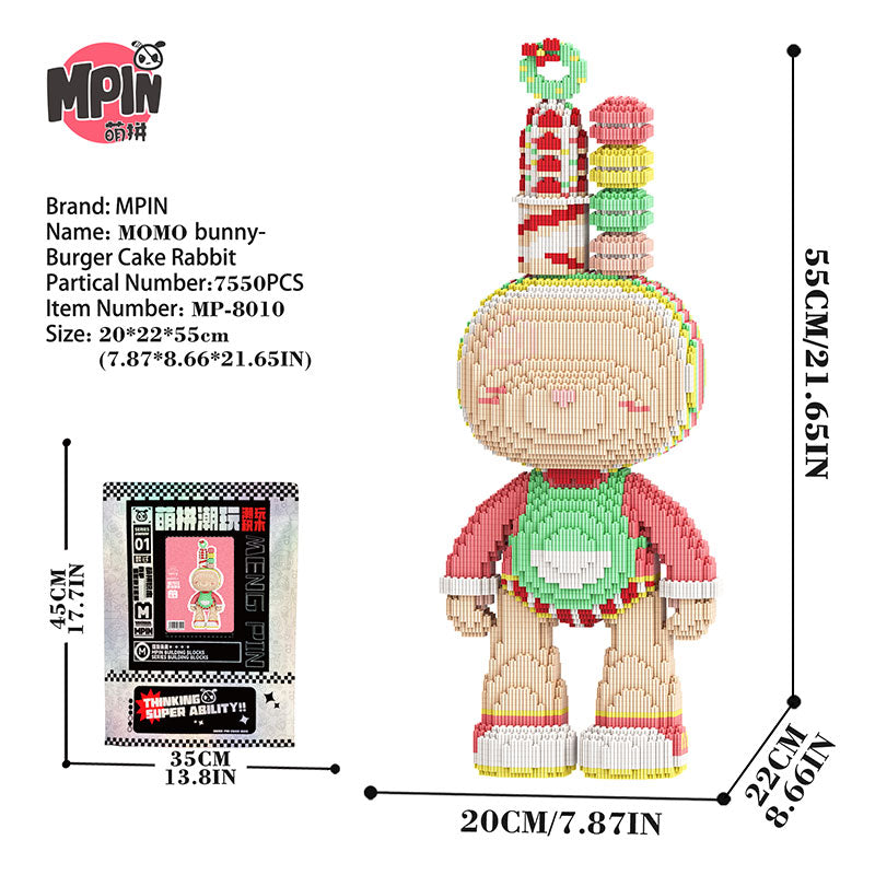 【55cm】M8010 Burger Cake Rabbit