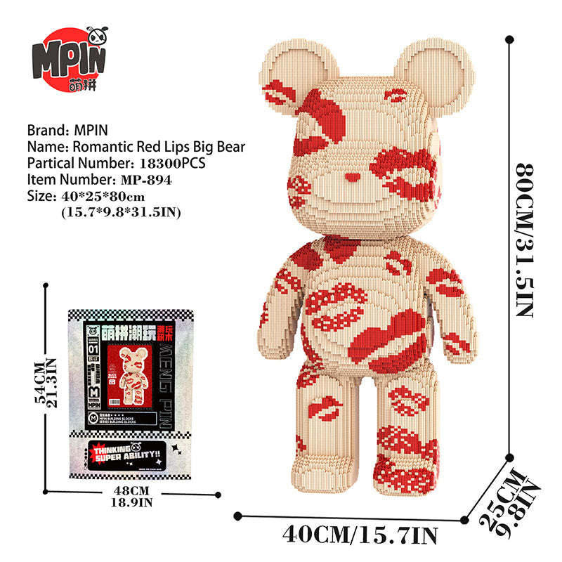 【80cm】M894 Romantic Red Lips Big Bear