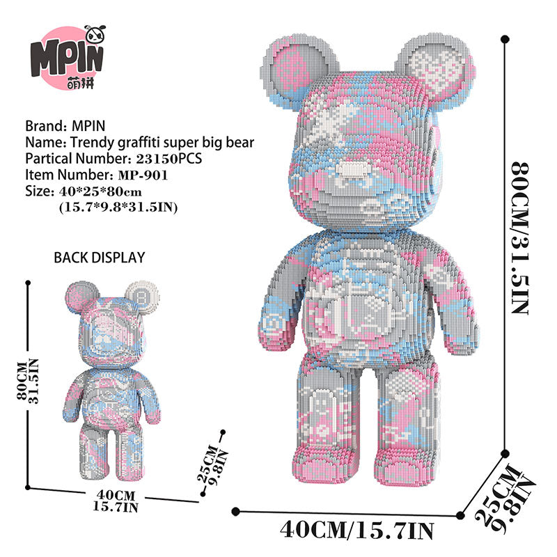 【80cm】M901 Trendy graffiti super big bear