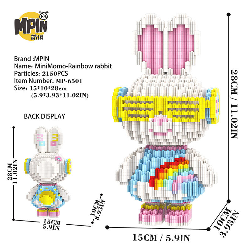 【28cm】M6501 MiniMomo - Rainbow Rabbit