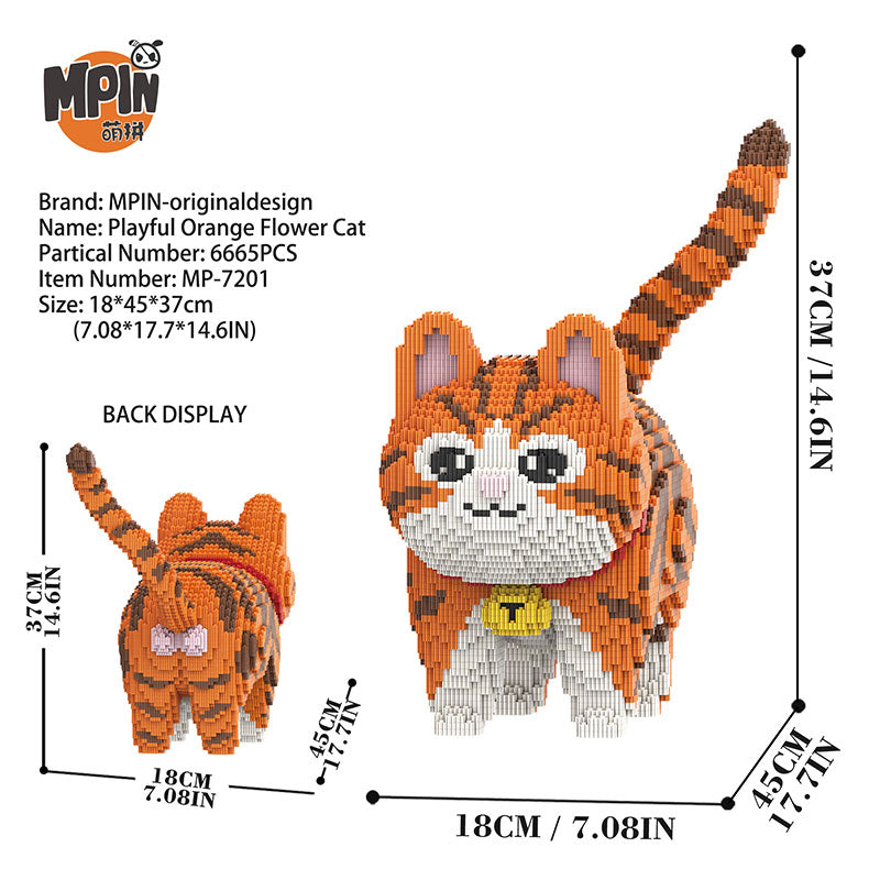 【37cm】M7201 Playful Orange Flower Cat