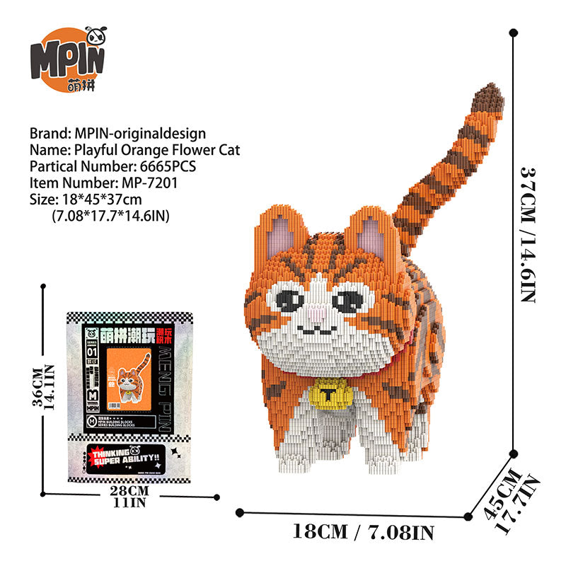 【37cm】M7201 Playful Orange Flower Cat