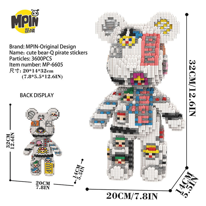 【32cm】M6605 Pirate Sticker Medium Bear