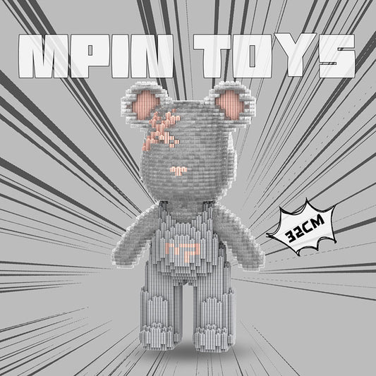 【32cm】M6638 Q-Style Light Gray &amp; Transparent Suspenders - Cute Power Bear