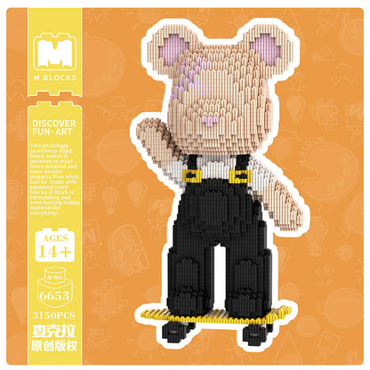 【32cm】M6653 Huanhuan Skateboarding Medium Bear