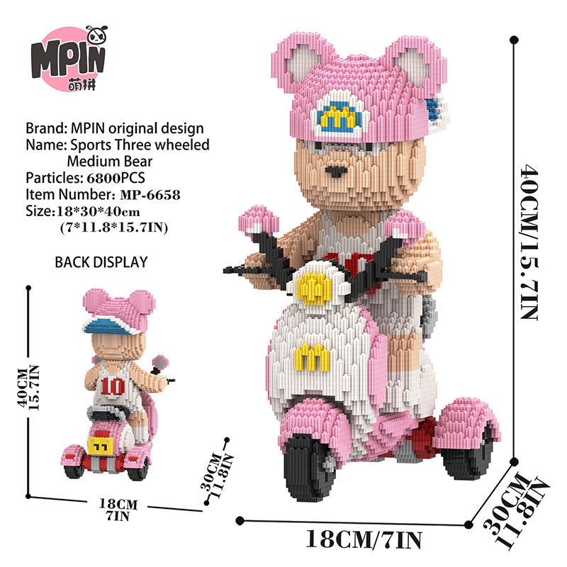 【40cm】M6658 Sports Three wheeled Medium Bear