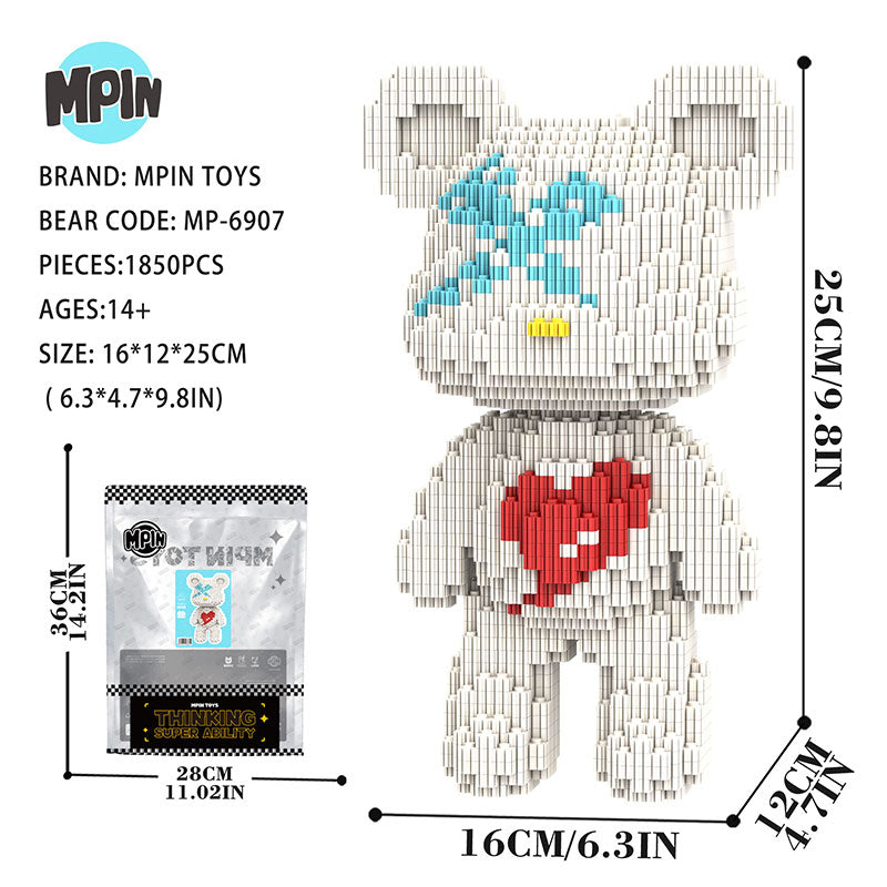 【25cm】M6907 White heart Bear（SY）