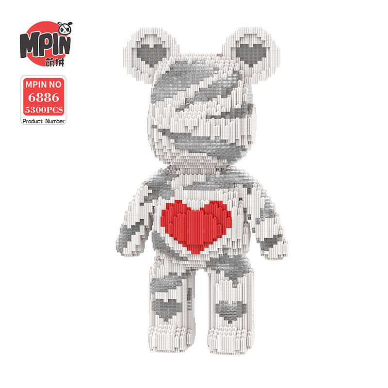【43cm】M6886 Red Heart Transparent White Large Bear