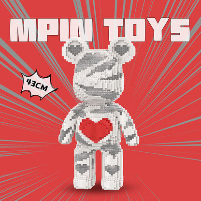 【43cm】M6886 Red Heart Transparent White Large Bear
