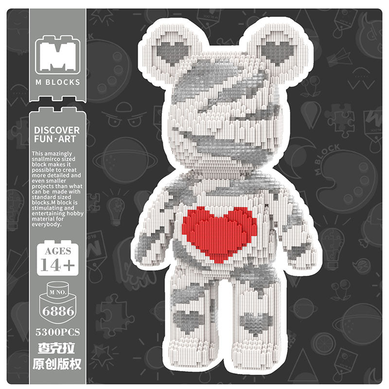【43cm】M6886 Red Heart Transparent White Large Bear