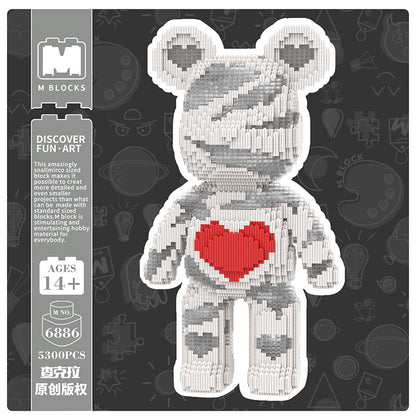 【43cm】M6886 Red Heart Transparent White Large Bear