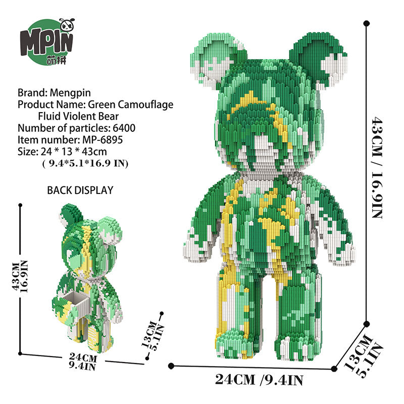 【43cm】M6895 Green Cream Large Bear