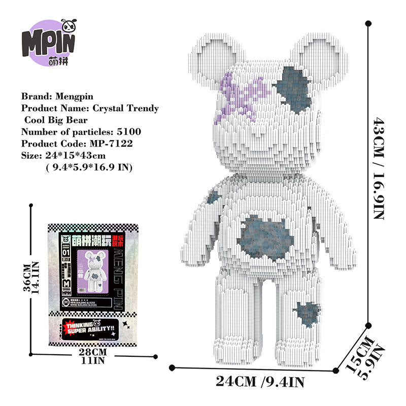 【43cm】M7122 Crystal Trendy Cool Big Bear