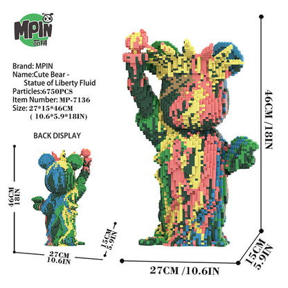【46cm】M7136 Cute Bear-Statue of Liberty Fluid