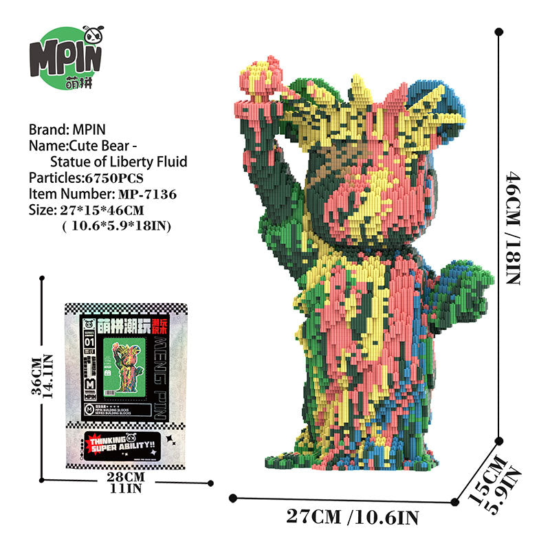 【46cm】M7136 Cute Bear-Statue of Liberty Fluid