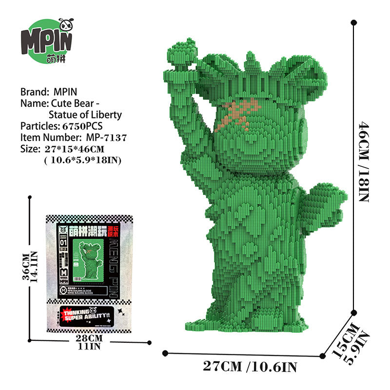 【46cm】M7137 Cute Bear-Statue of Liberty