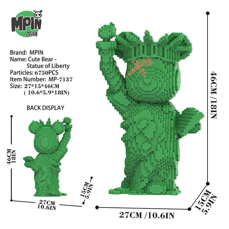 【46cm】M7137 Cute Bear-Statue of Liberty