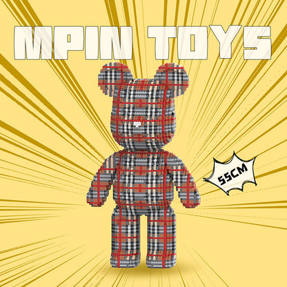 【55cm】M7705 Grey brown checkered large bear