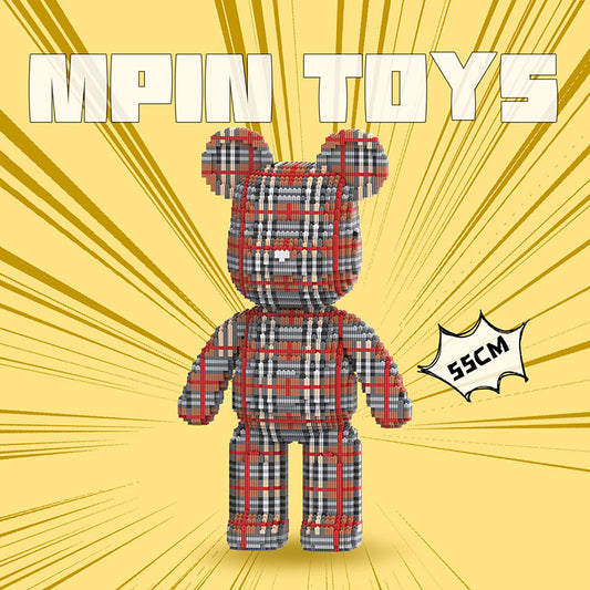 【55cm】M7705 Grey brown checkered large bear