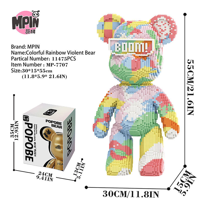【55cm】M7707 Colorful Rainbow Violent Bear