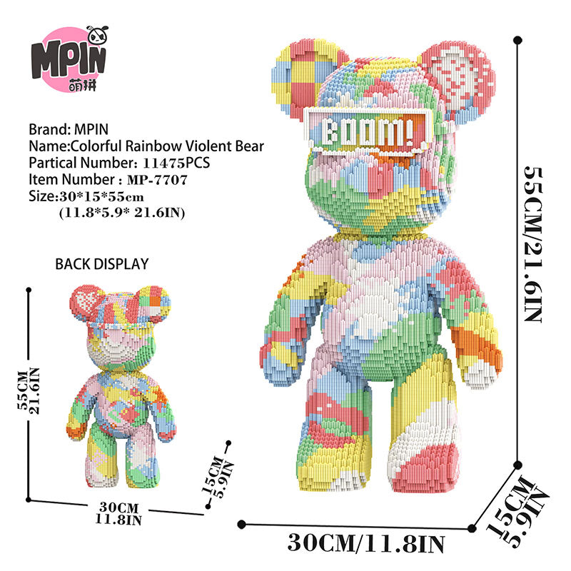 【55cm】M7707 Colorful Rainbow Violent Bear