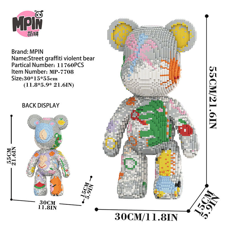 【55cm】M7708 Street graffiti violent bear