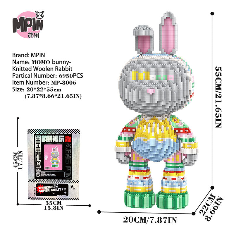 【55cm】M8006 Knitted Woolen Rabbit