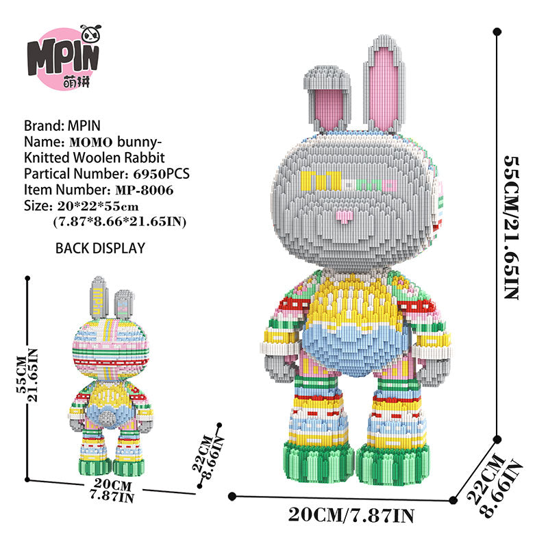 【55cm】M8006 Knitted Woolen Rabbit