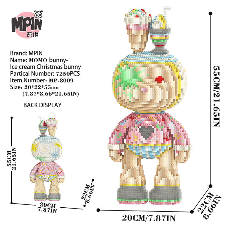 【55cm】M8009 Ice cream Christmas bunny