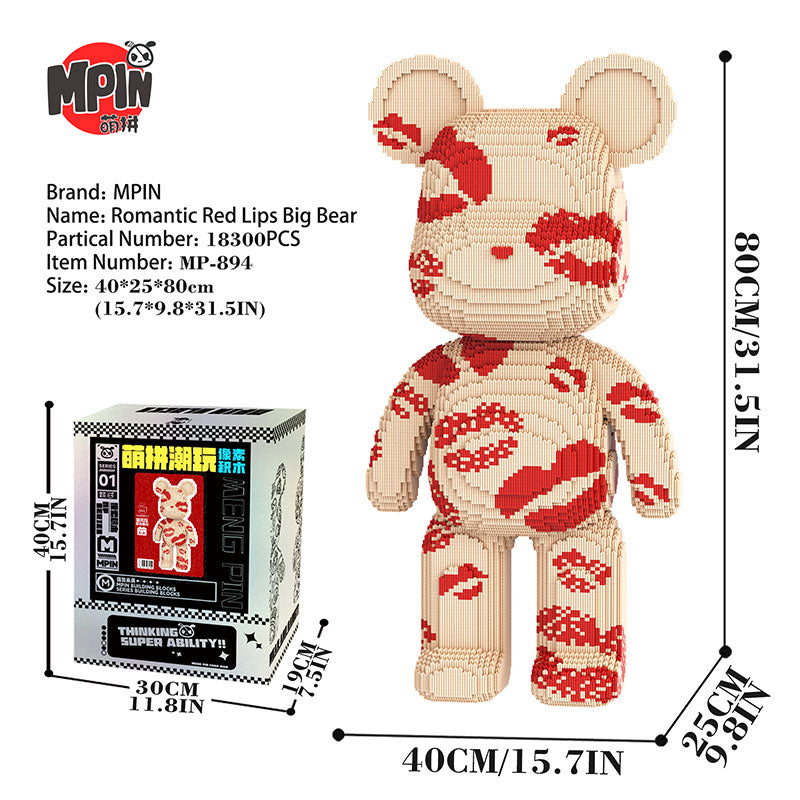 【80cm】M894 Romantic Red Lips Big Bear