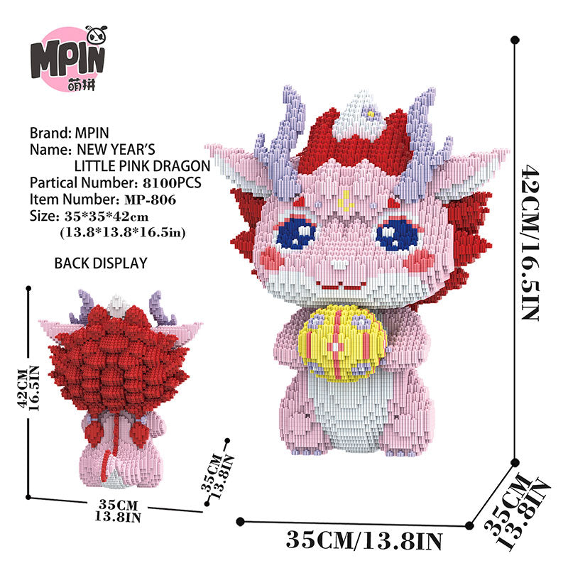 【42cm】M806 New Year's Little Pink Dragon